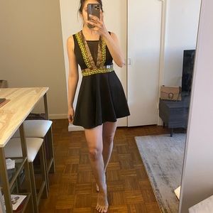 Embroidered Dress / Snake Skin, Green Beads